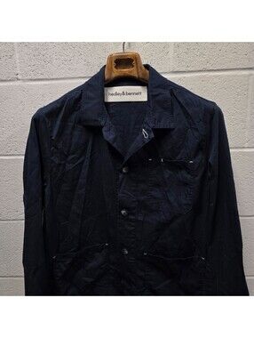 Hedley & Bennett Utility Shirt Jacket Button Up Navy Blue Made in USA Mens 22x29